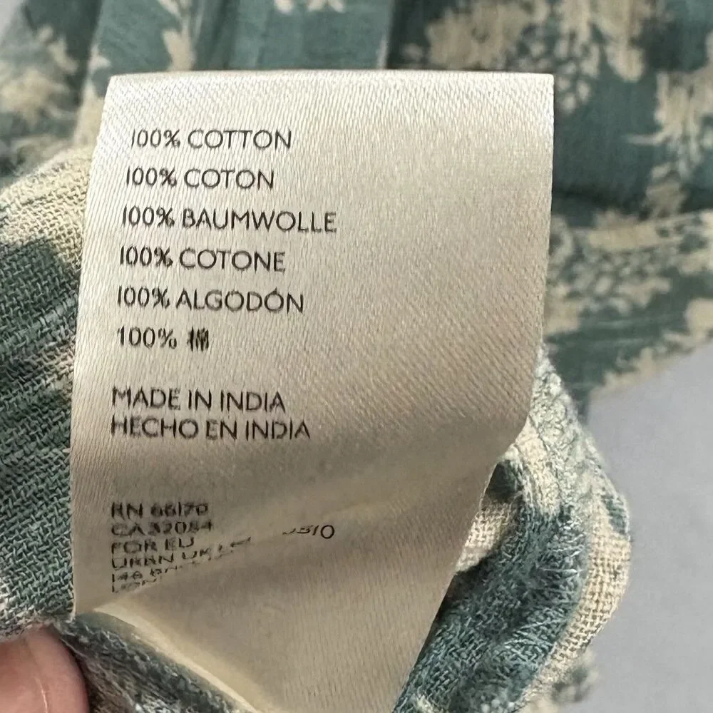 Free People Ellie Boho Green Floral Puff Sleeve Smock Bodice Maxi Dress Sz S - Picture 14 of 15